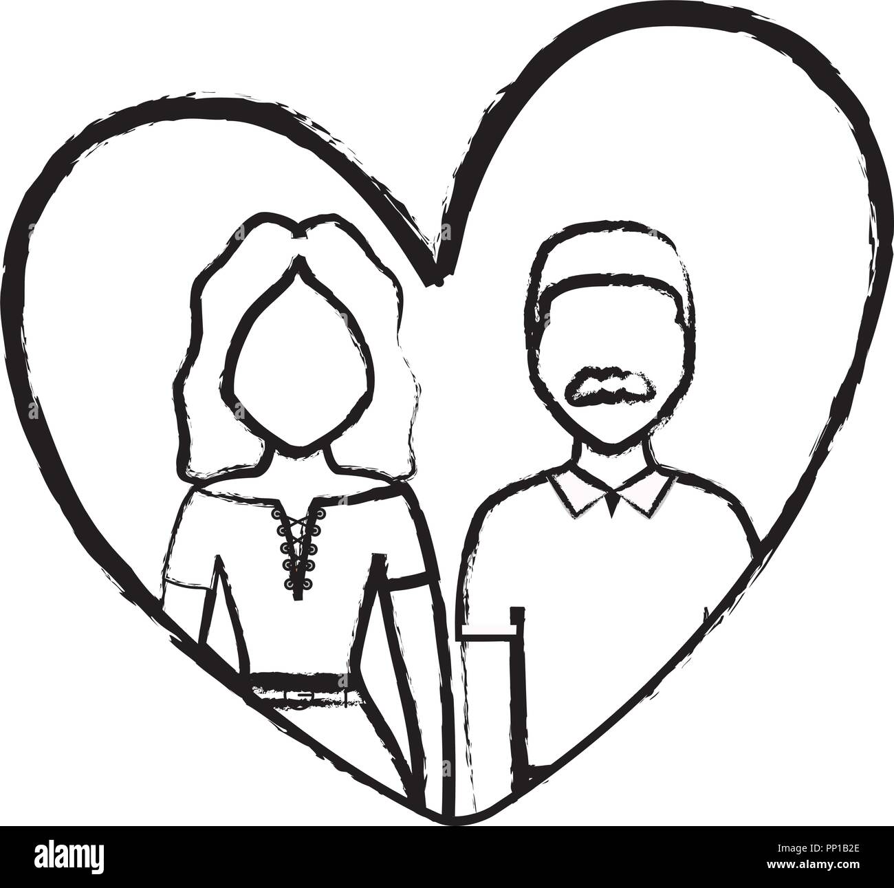 couple in a heart over white background, vector illustration Stock ...