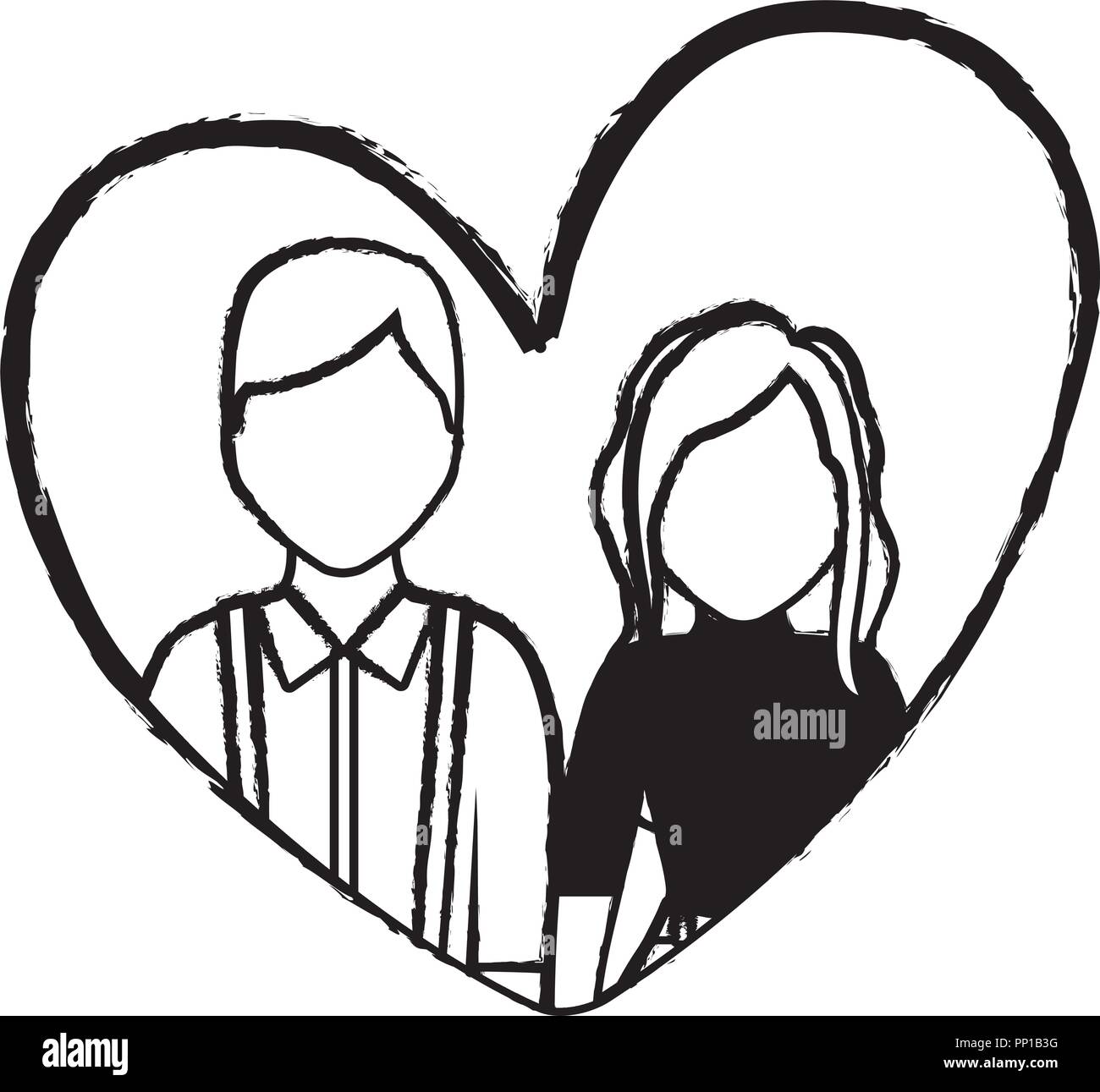 couple in a heart over white background, vector illustration Stock ...
