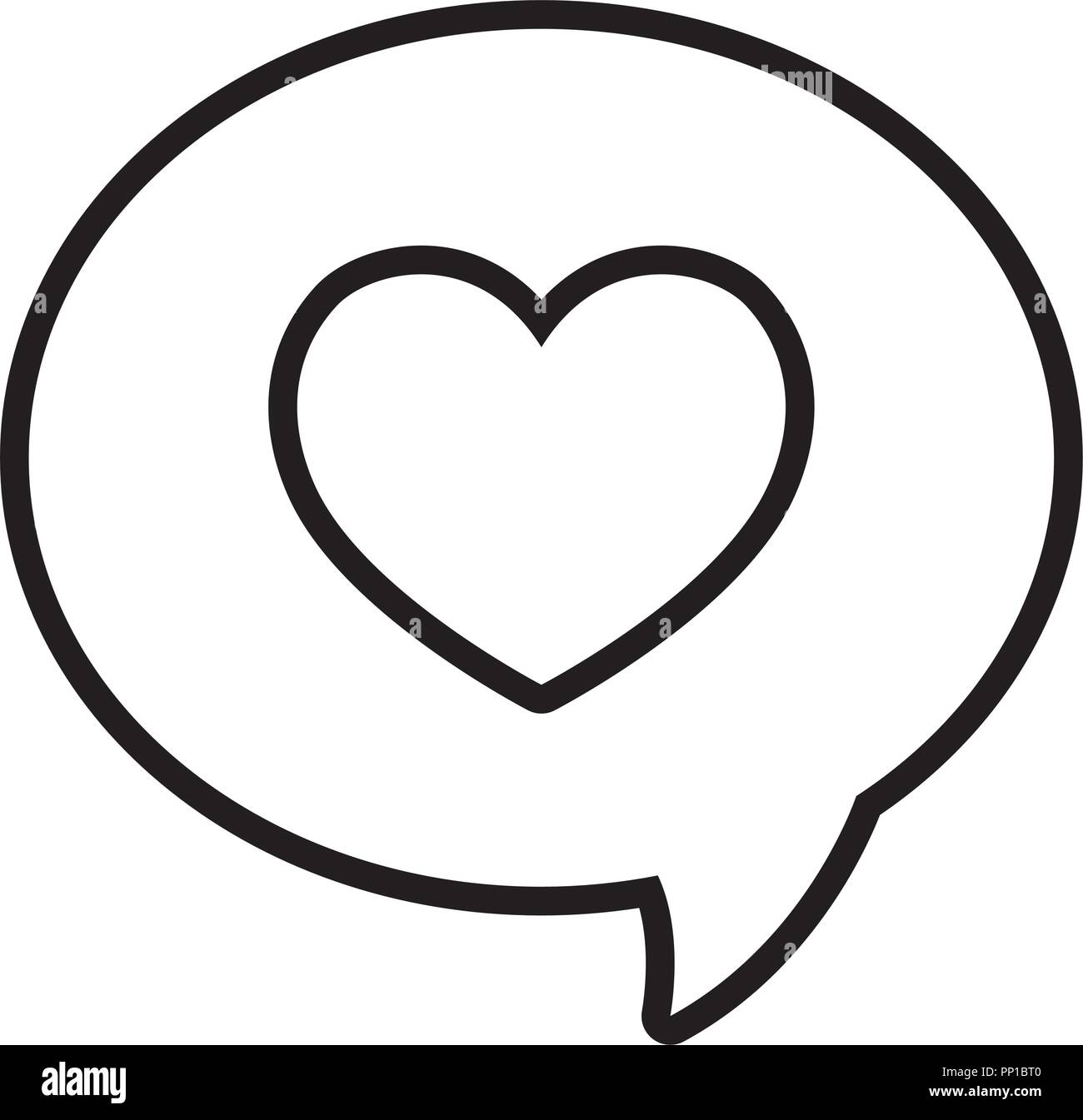 speech bubble with heart icon over white background, vector ...