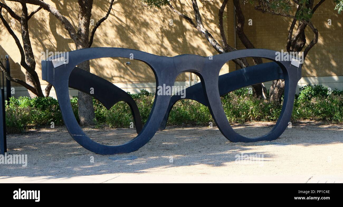 Buddy Holly glasses sculpture outside the Buddy Holly Center in Lubbock