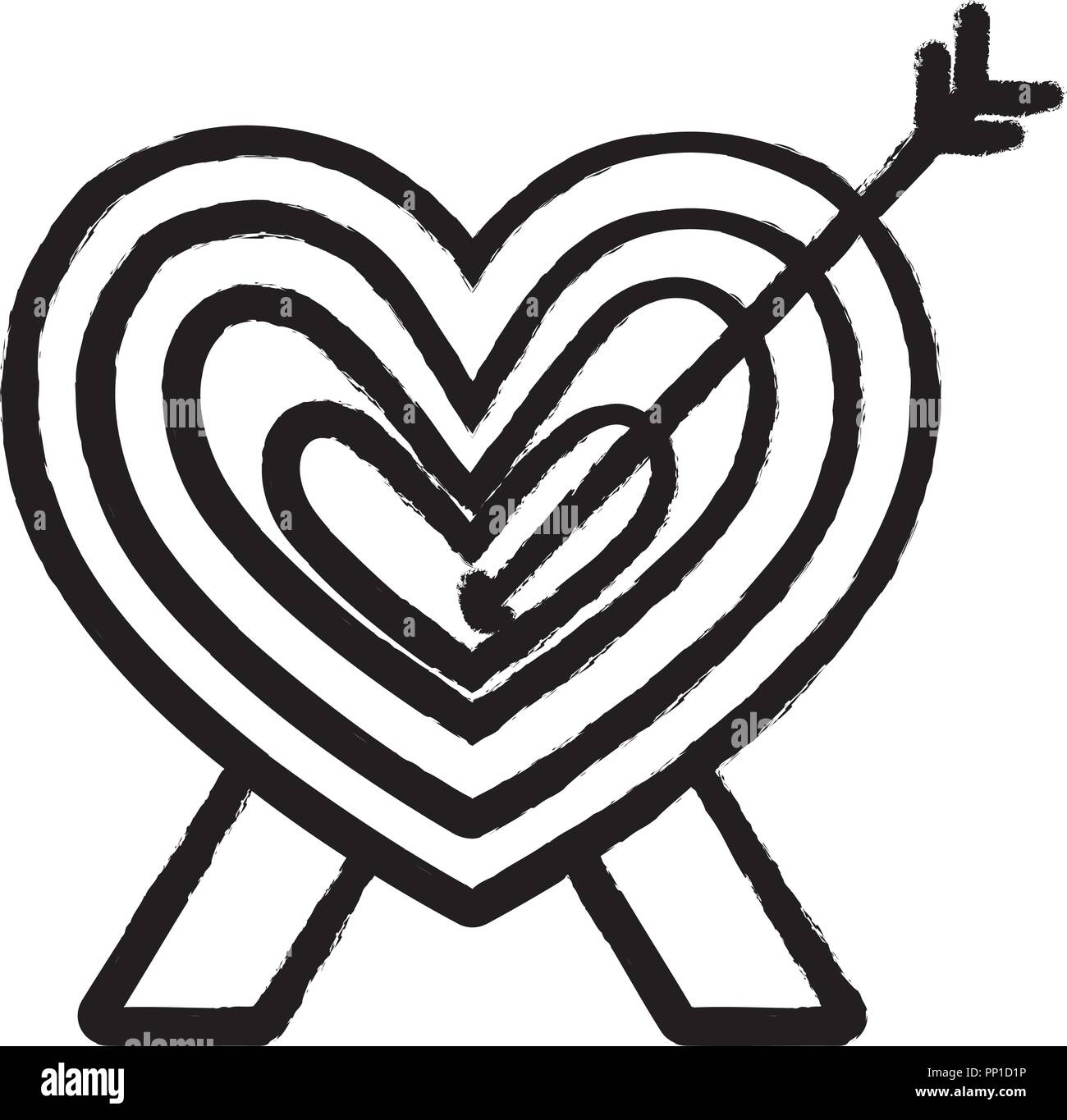 target in heart shape over white background, vector illustration Stock ...