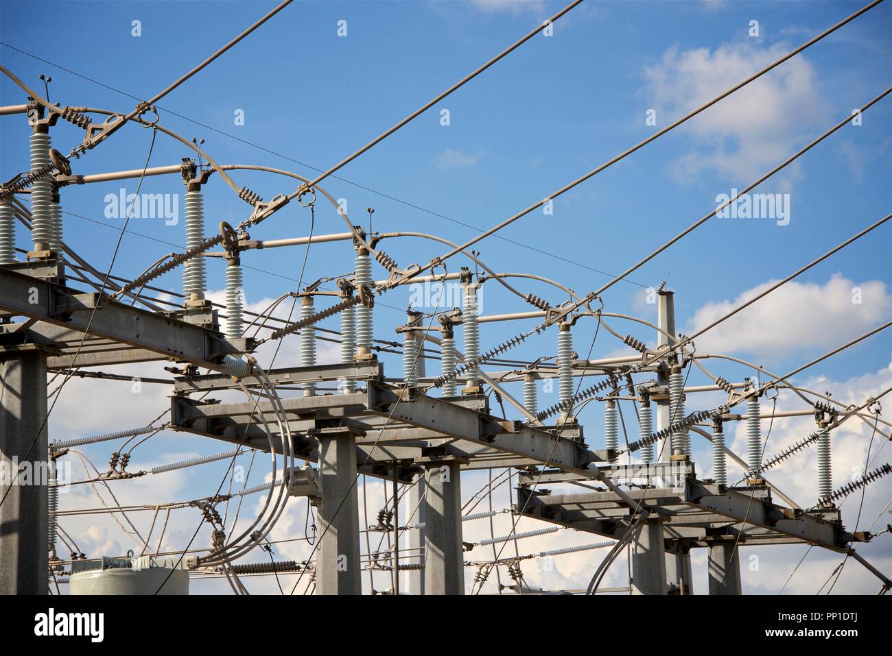 Close up of a power distribution station in an urban center Stock Photo
