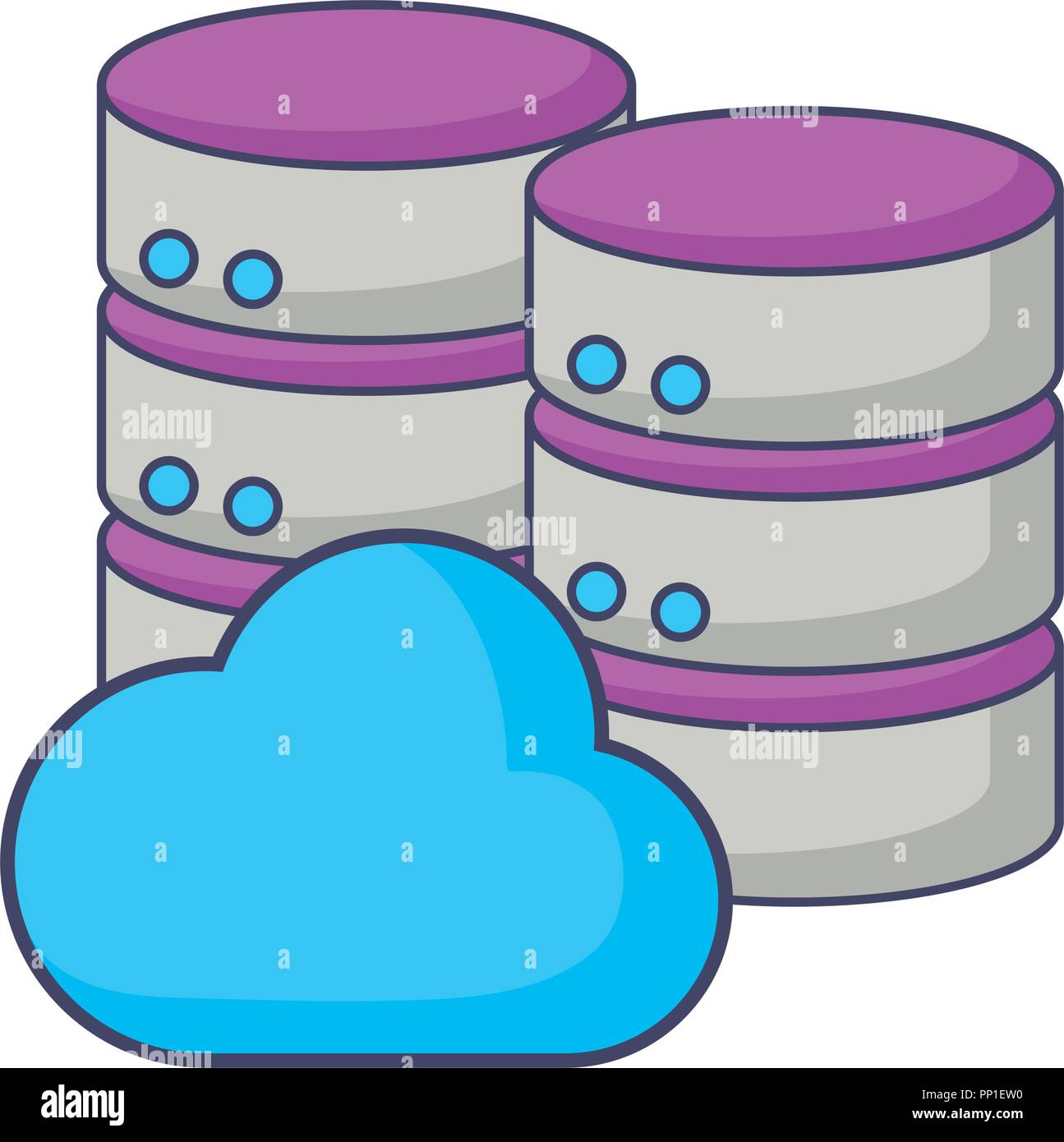cloud storage and data server icon over white background, vector ...