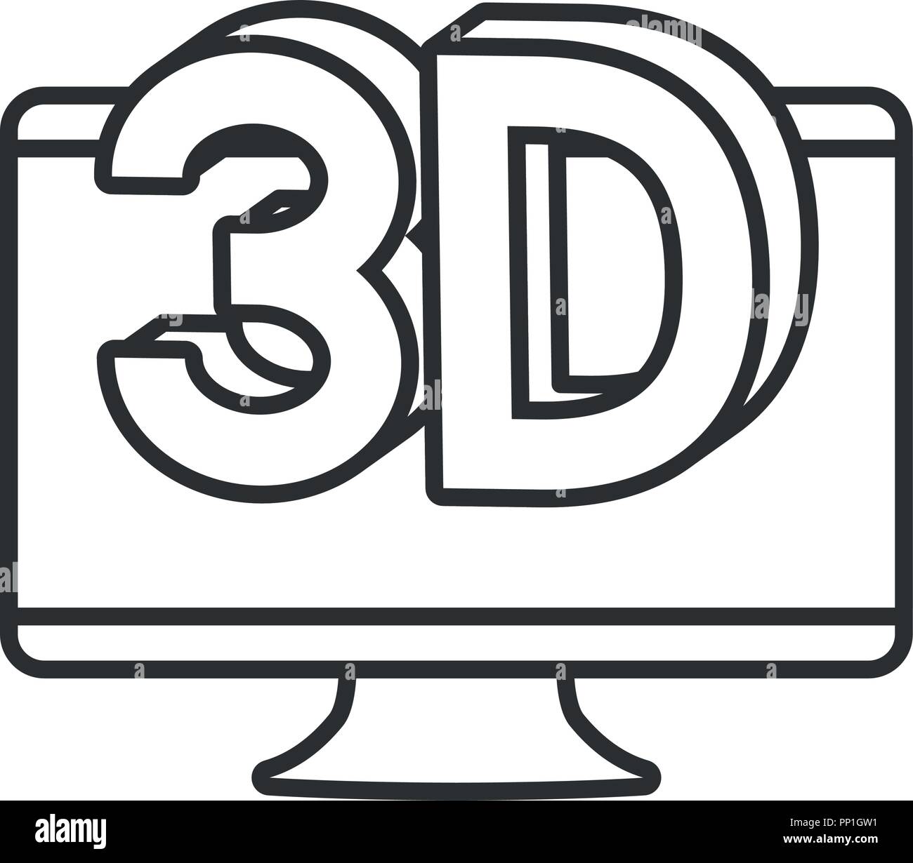 computer and 3D symbol over white background, vector illustration Stock ...
