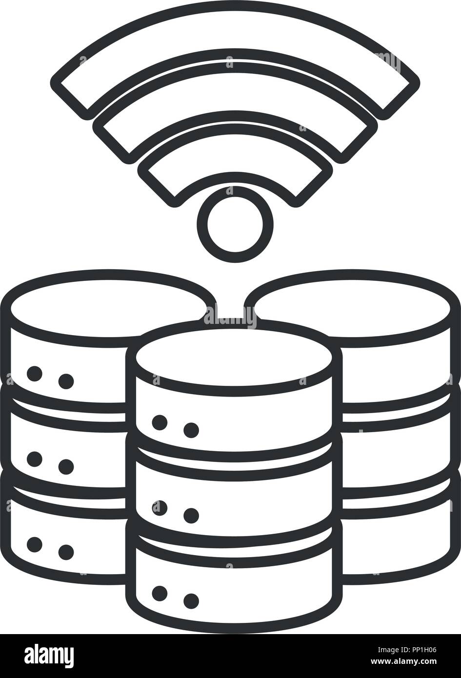 data servers and wifi symbol over white background, vector illustration ...