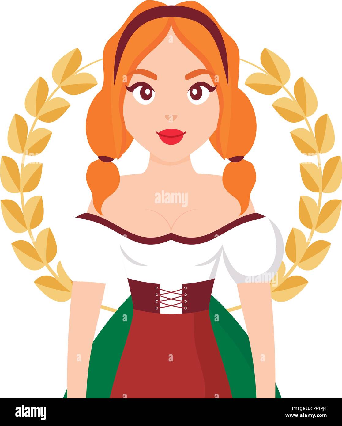 Woman wearing tradicional bavarian costume over white background ...