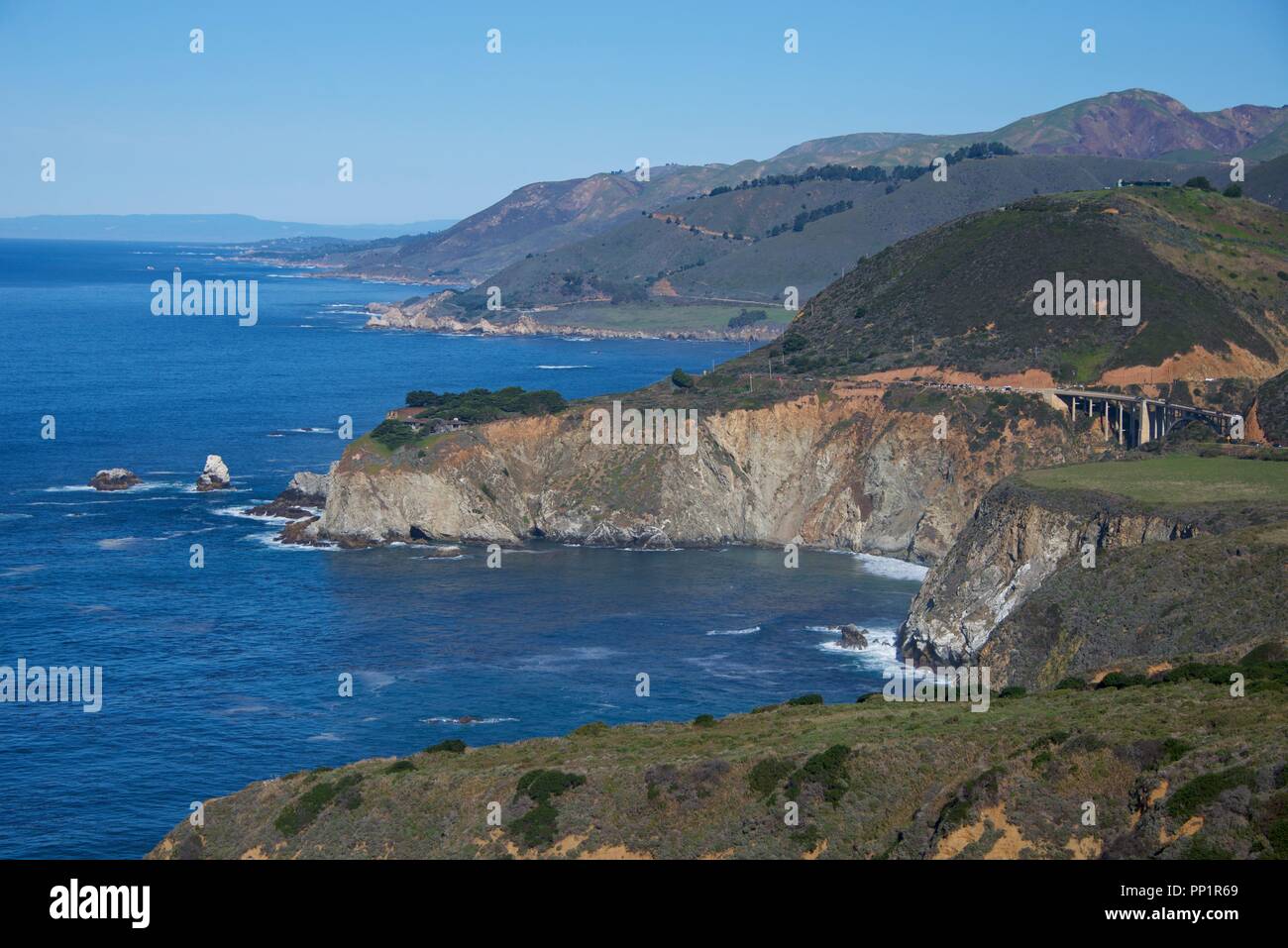 Views along the Pacific Coast Highway in Big Sur, California Stock ...