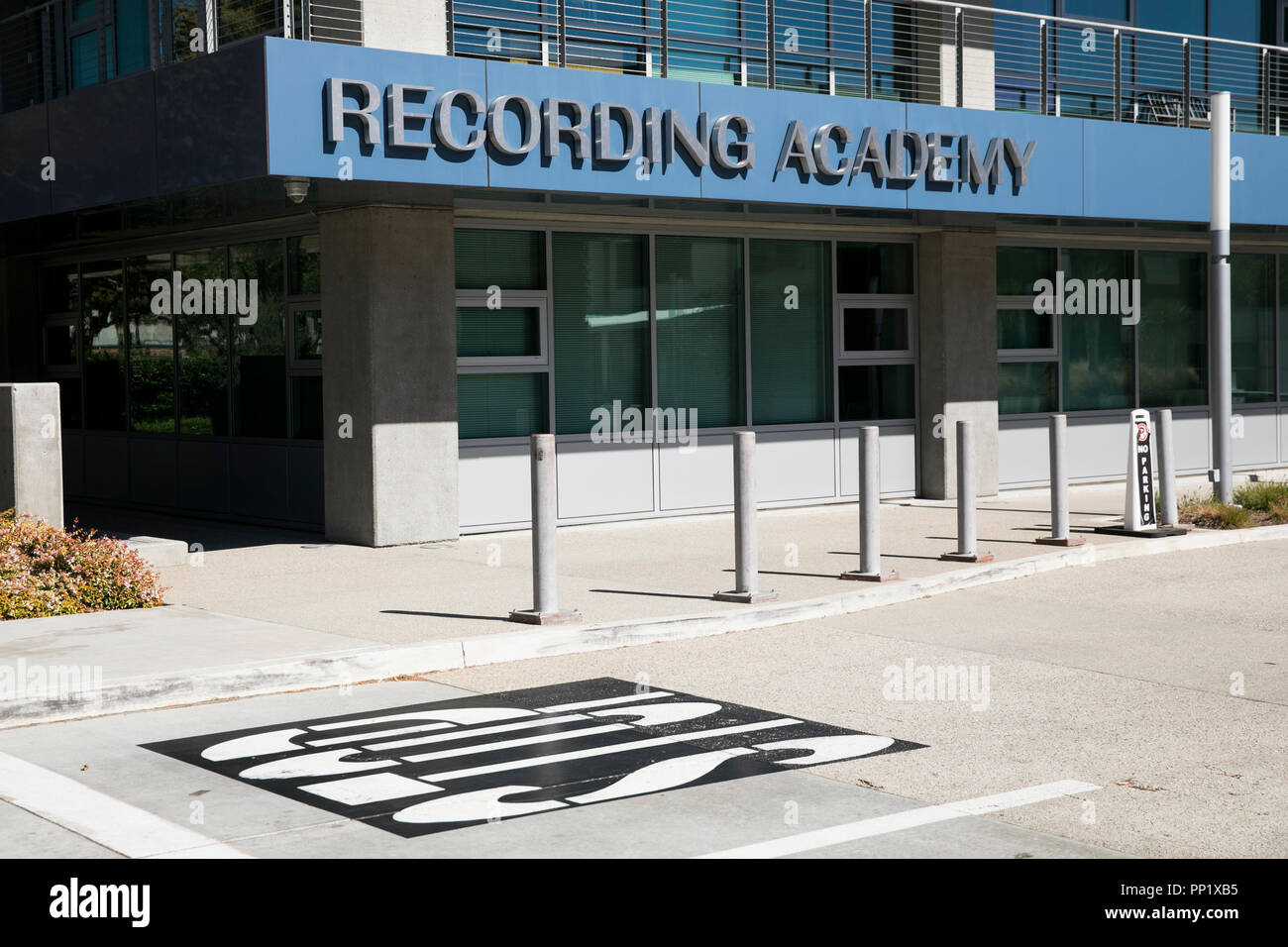 A logo sign outside of the headquarters of The Recording Academy in Santa Monica, California on September 15, 2018. Stock Photo