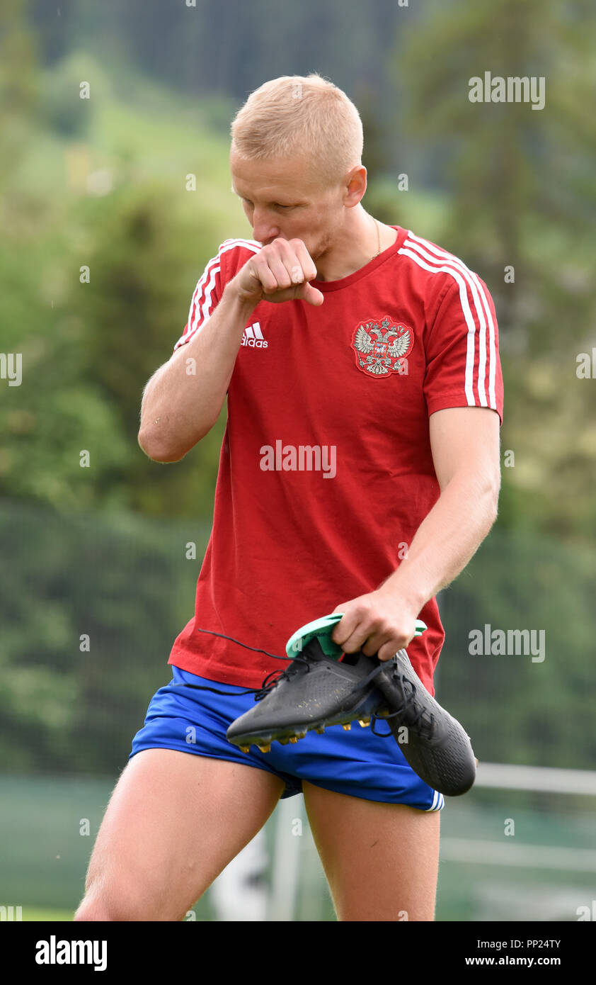 Neustift, Tirol, Austria - May 22, 2018. Russian football player Igor Smolnikov during training camp in Neustift, Austria. Stock Photo