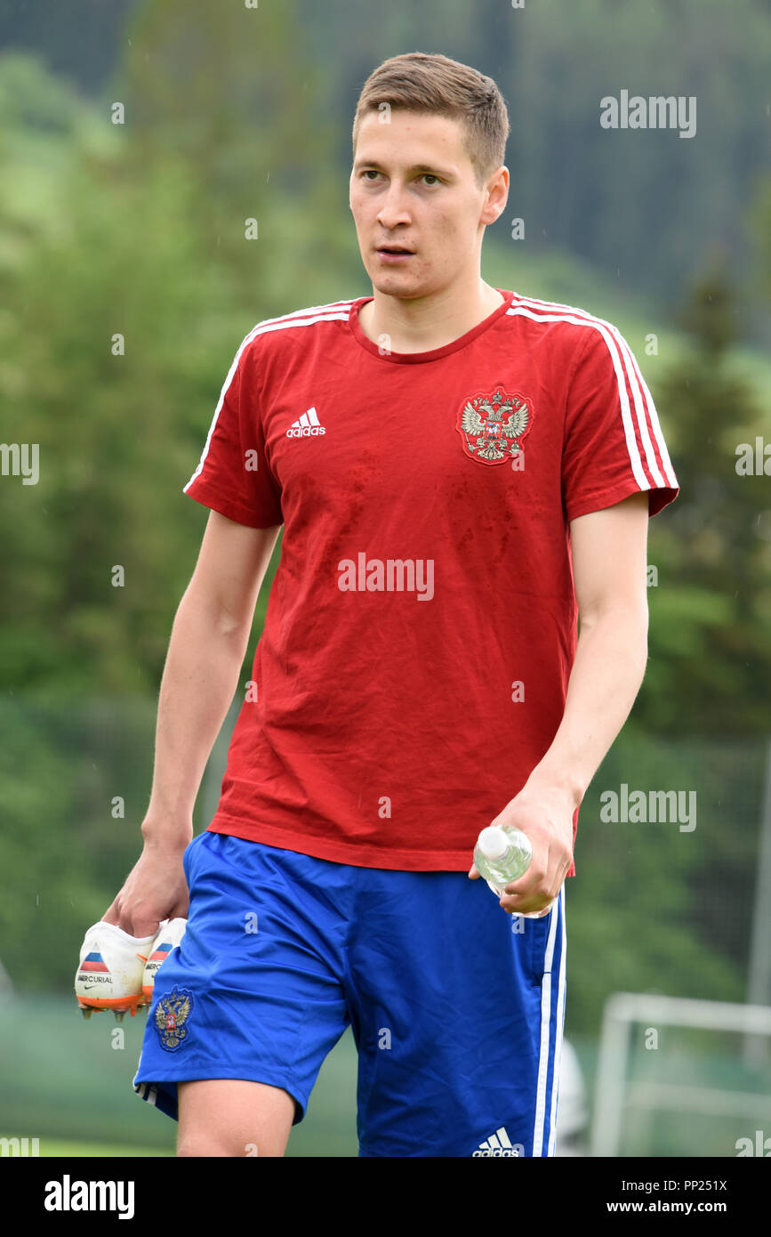 Neustift, Tirol, Austria - May 22, 2018. Russian football player Daler Kuzyaev during training camp in Neustift, Austria. Stock Photo