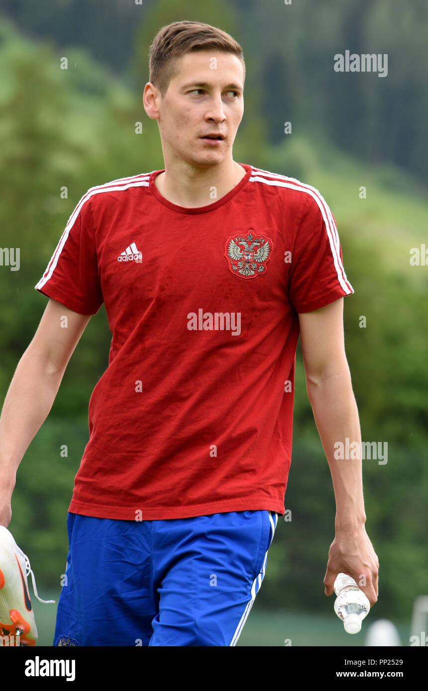 Neustift, Tirol, Austria - May 22, 2018. Russian football player Daler Kuzyaev during training camp in Neustift, Austria. Stock Photo