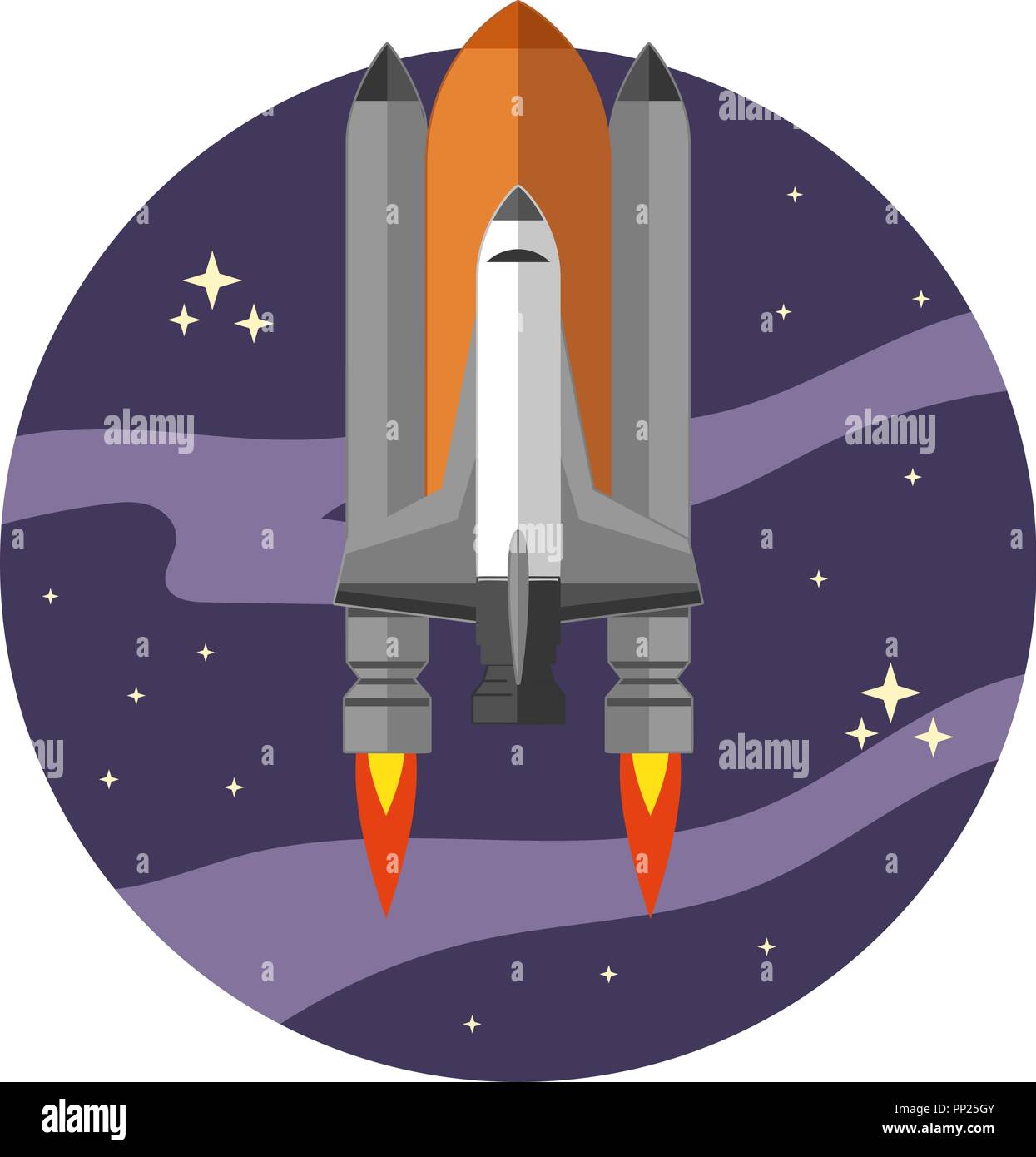 Space shuttle in flat style isolated on white background. Vector ...