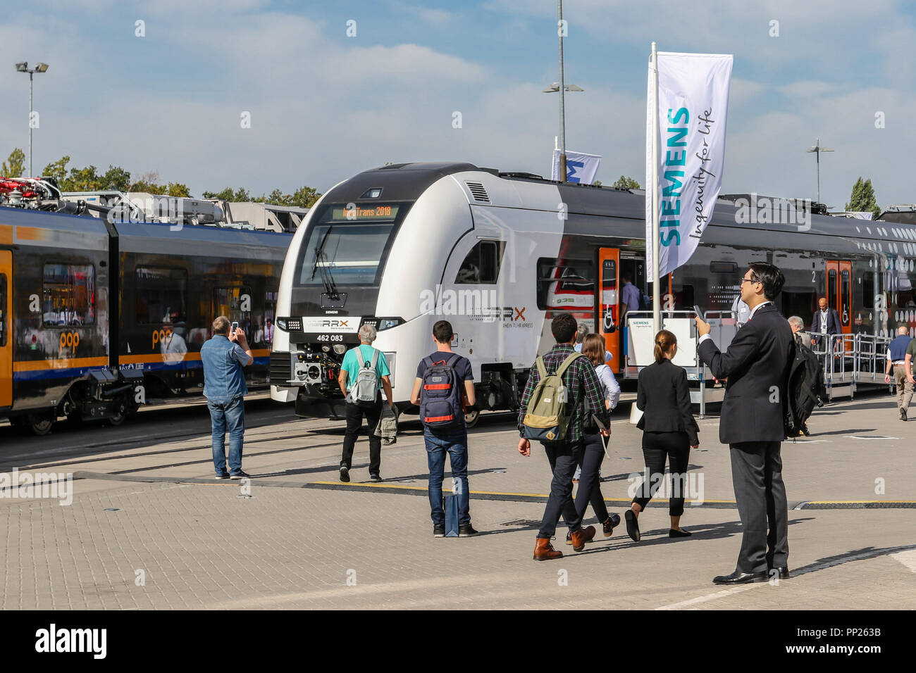 SIemens showcased its new Desiro HC for the Rhein-Ruhr-Express on Innotrans 2018 in Berlin. Stock Photo