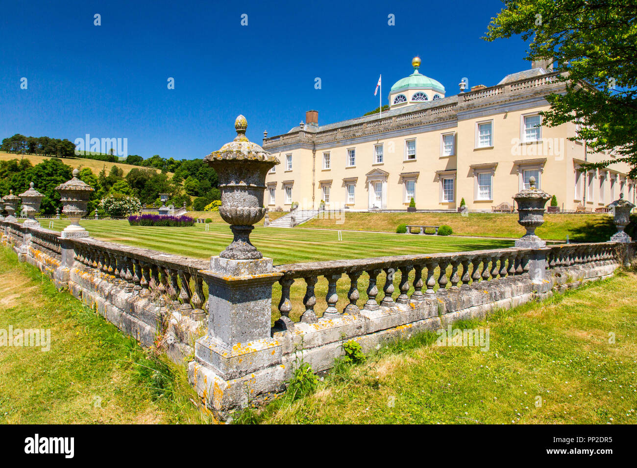 Impressive Palladian architecture at Castle Hill House and Gardens, near Filleigh, Devon, England, UK Stock Photo