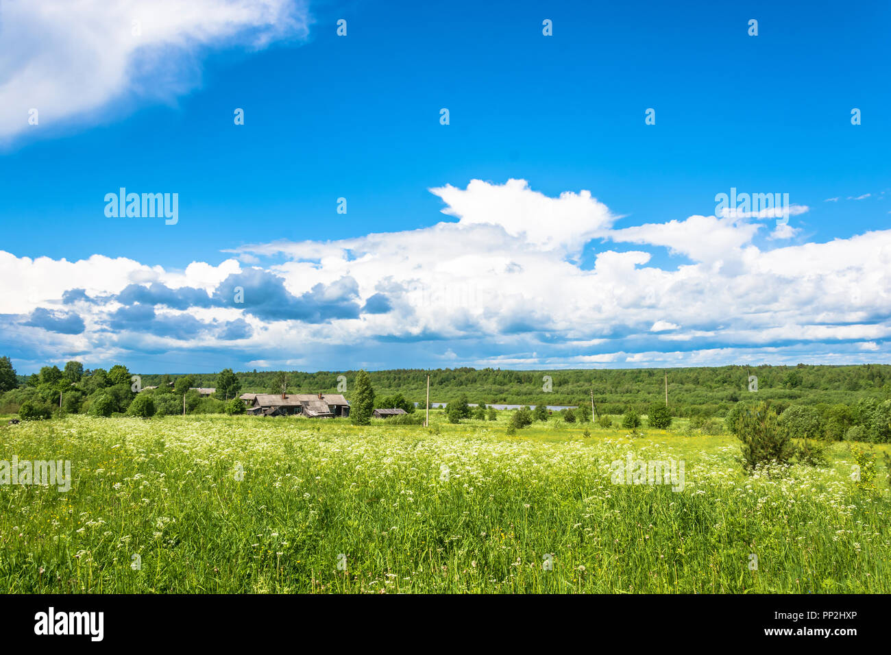 Beautiful rural landscape on a summer day, village Mihailovich ...