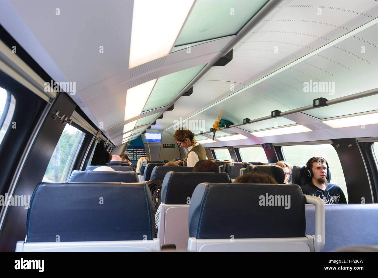  inside train of Westbahn railway company, , , Austria Stock Photo Alamy