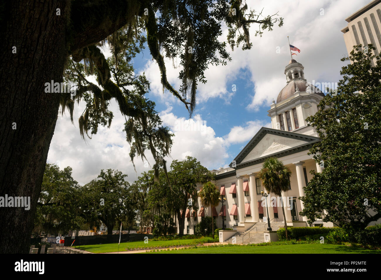 Security Barriers Protect The State Capital Building in Tallahassee Florida Stock Photo