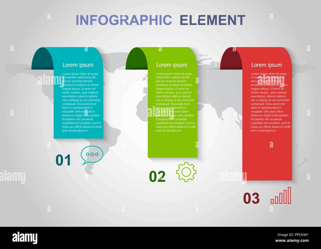 Infographic elements template on gray background. Can be used for business step options. Stock Vector