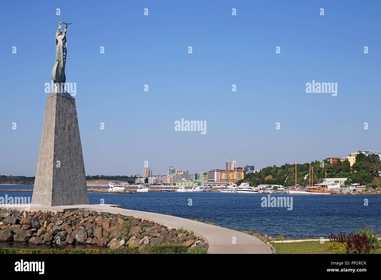 Saint Nicholas monument Nessebar cityscape Bulgaria Stock Photo