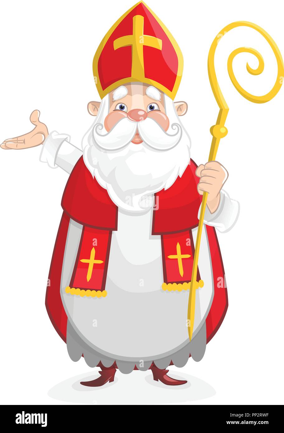 Cute Saint Nicholas cartoon character Stock Vector