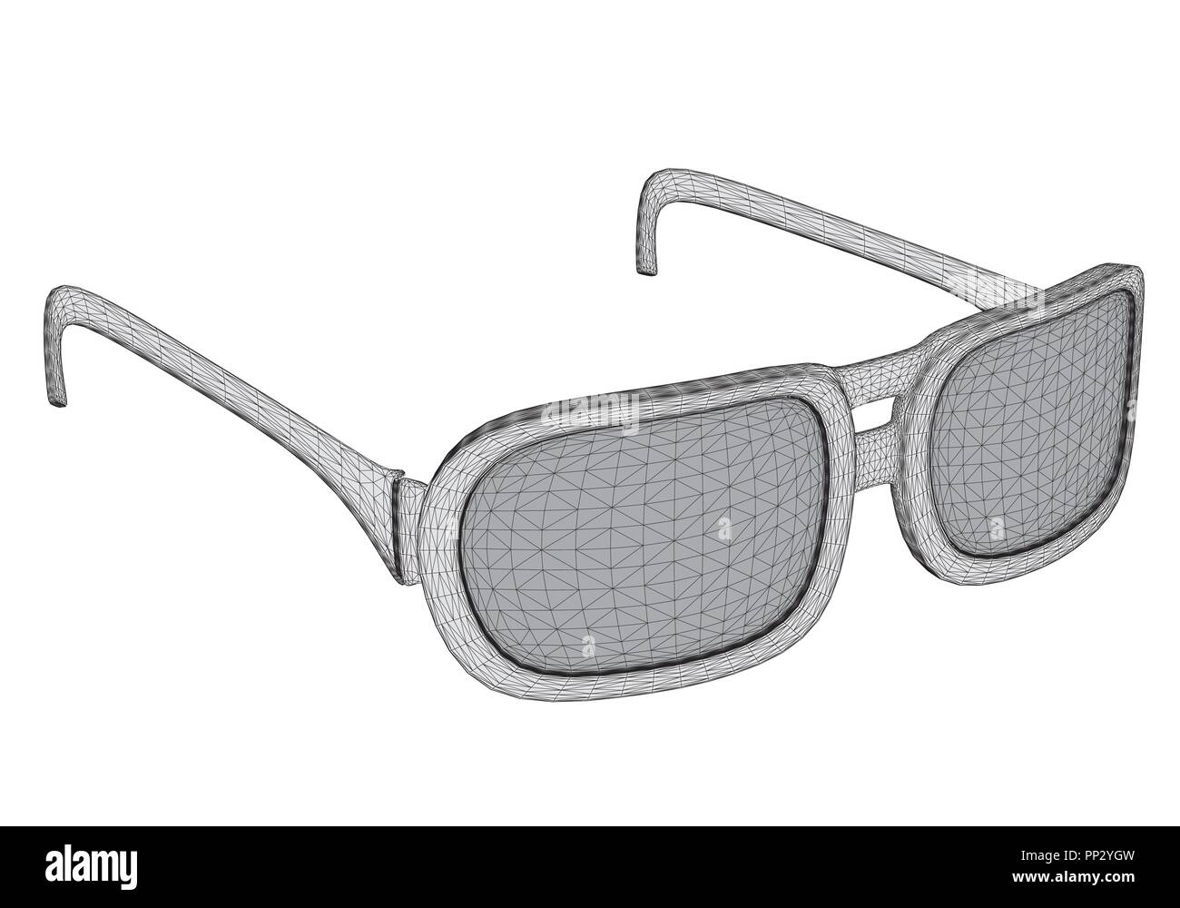 Vector illustration glasses with polygons in 3D style. Isolated. Stock Vector