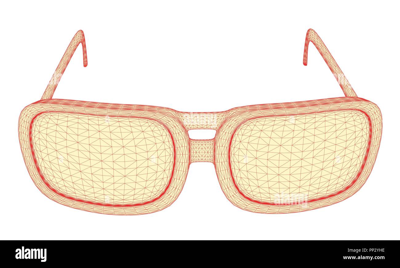Vector illustration glasses with polygons in 3D style. Isolated. Stock Vector