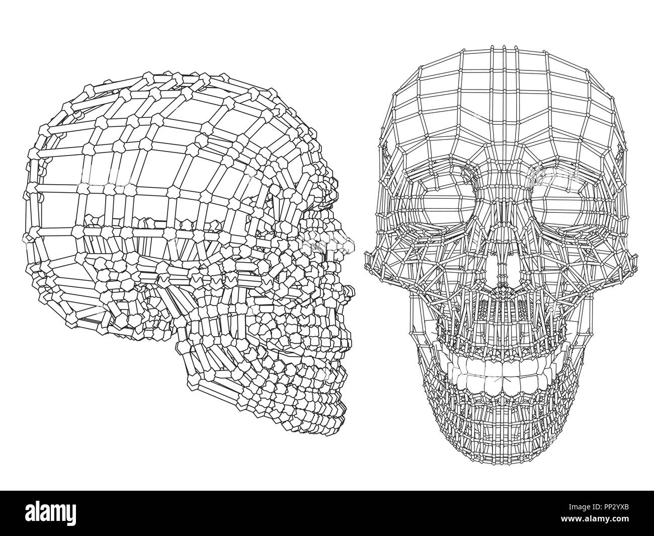Vector illustration of abstract skull consisting of strips Stock Vector ...