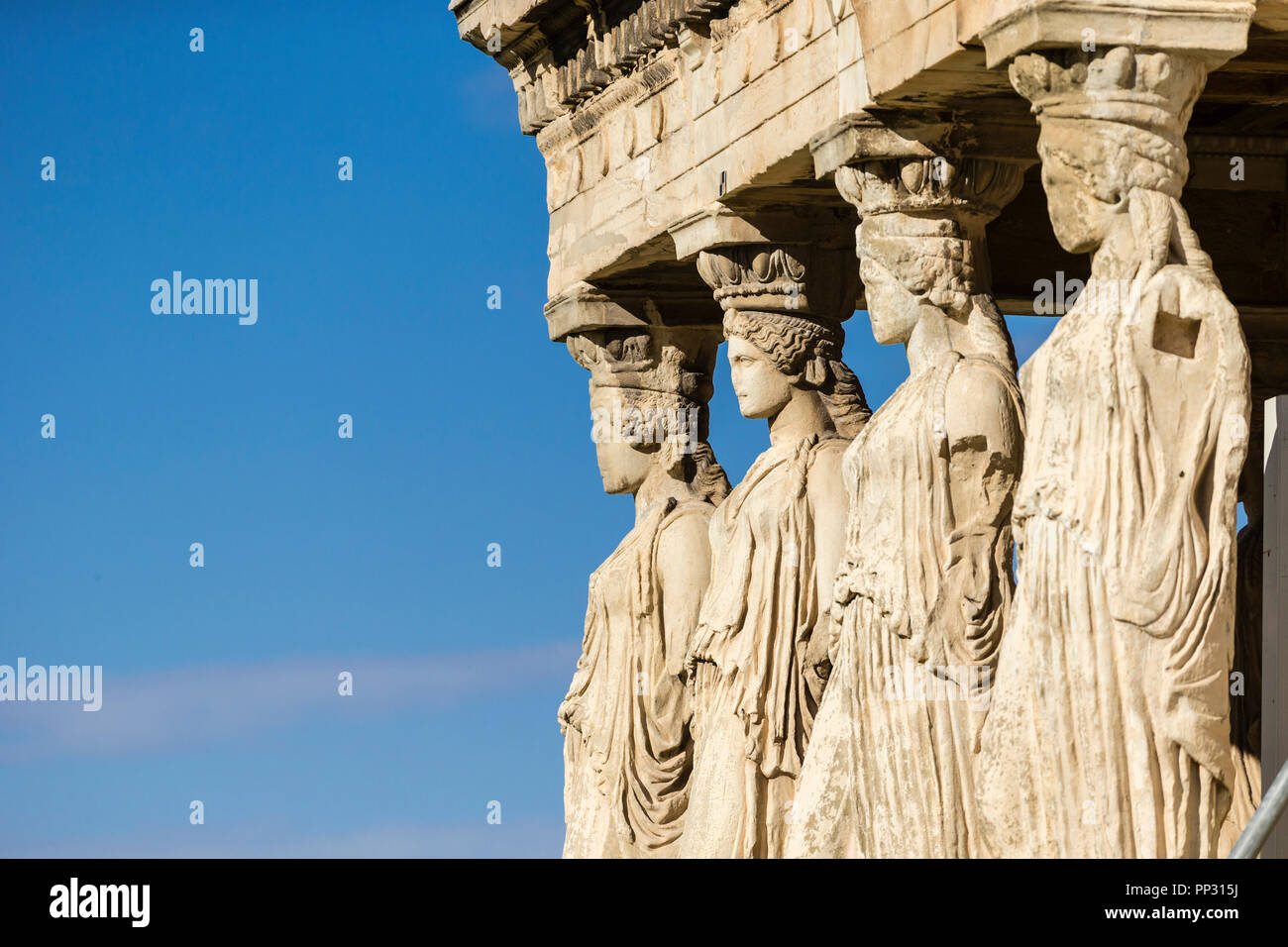Statues of Erechtheion temple in Athens (Greece Stock Photo Alamy