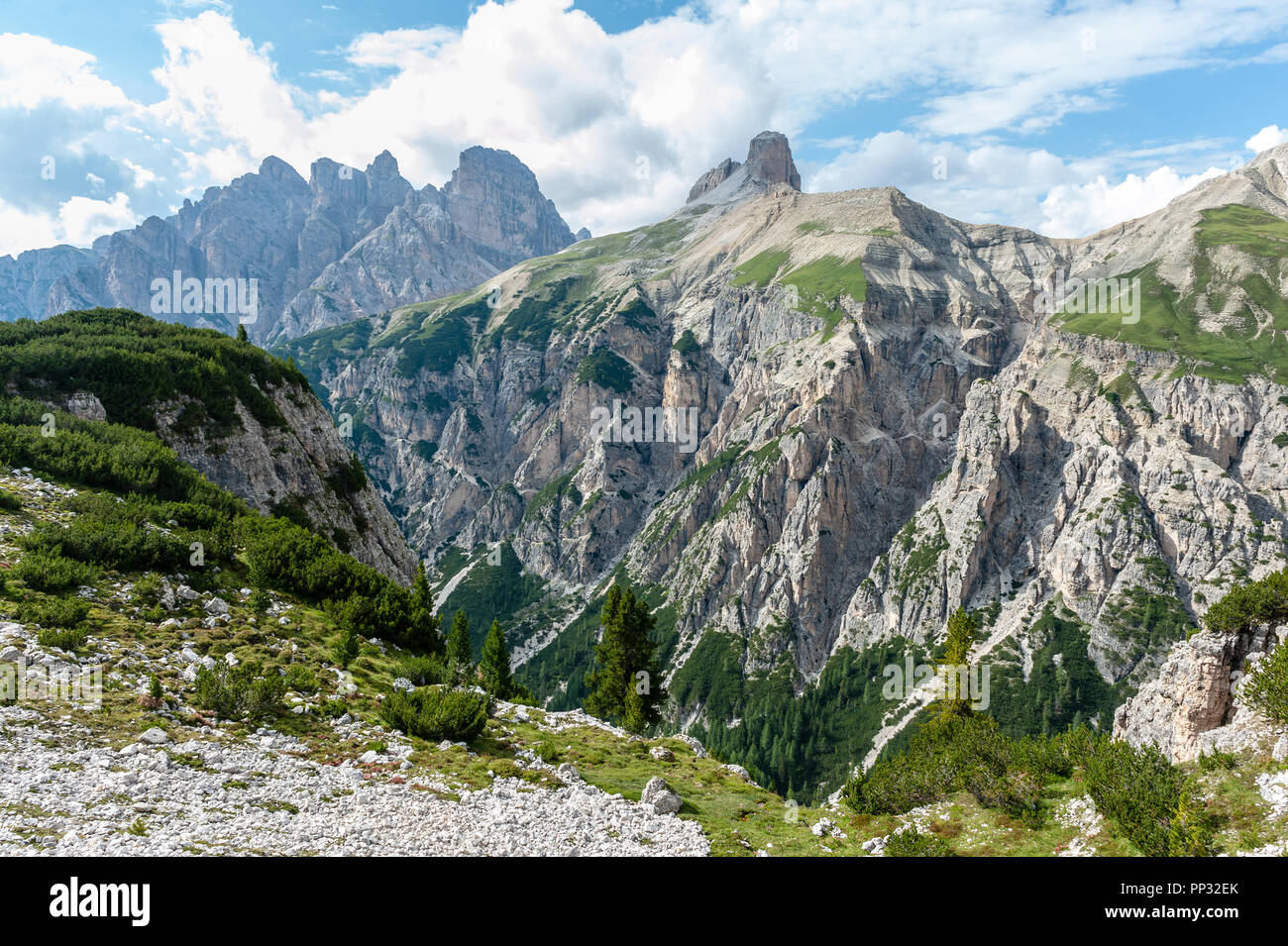 Rugged Mountain Ranges in Tre Cima Natural Park Area in the Italian  Dolomites Stock Photo - Alamy