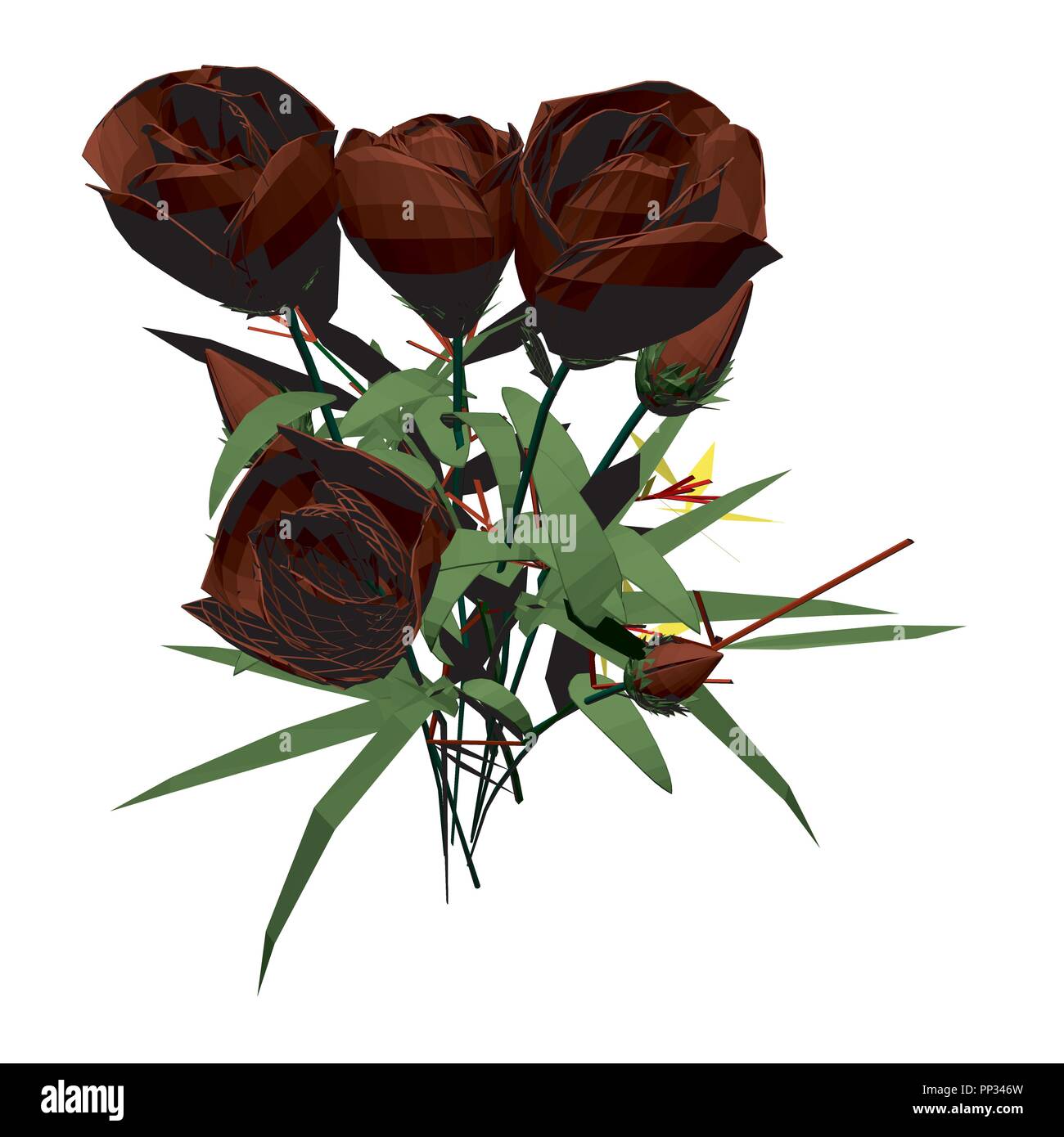 Vector illustration of a bouquet of roses. 3D Stock Vector Image & Art ...
