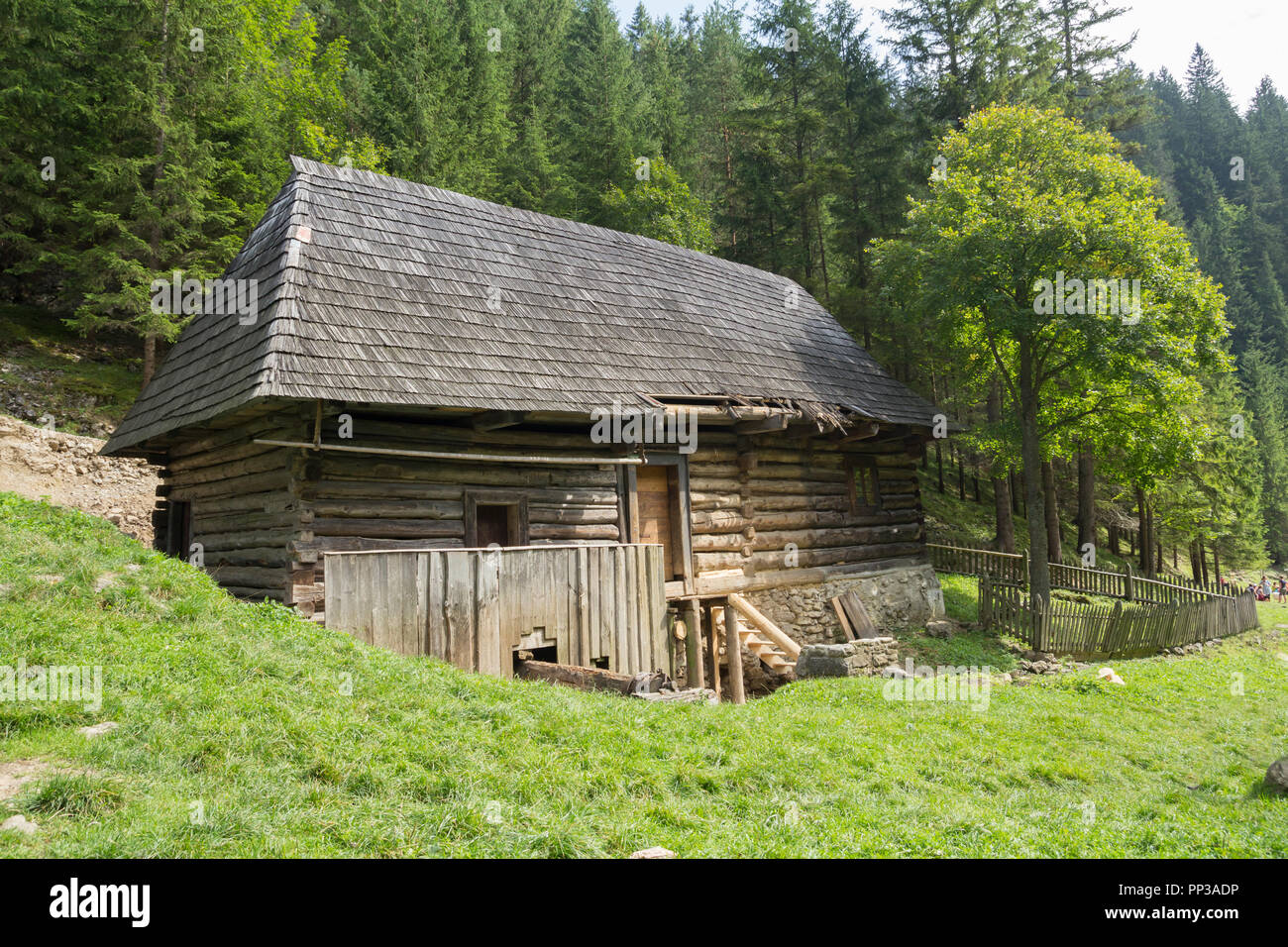 old wooden water mill at Kvacianska dolina Stock Photo