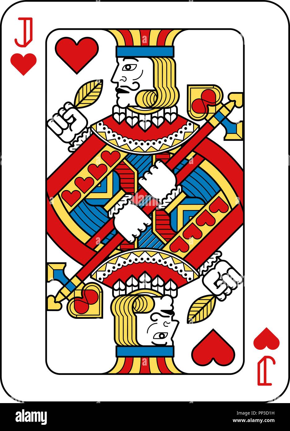 Playing Card Jack of Hearts Yellow Red Blue Black Stock Vector Image