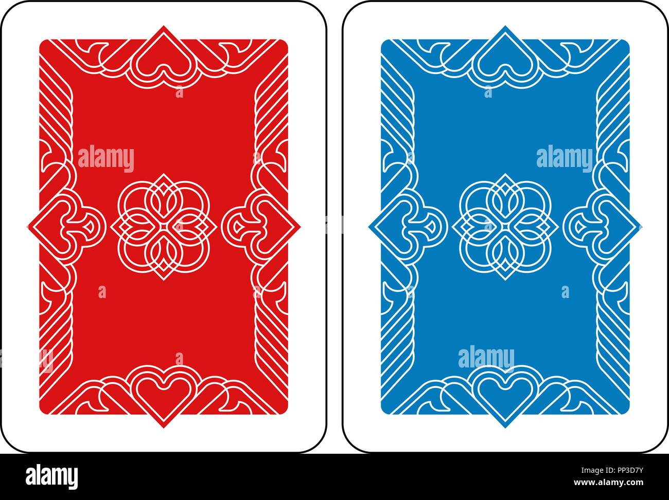 Playing Card Reverse Back in Red and Blue Stock Vector