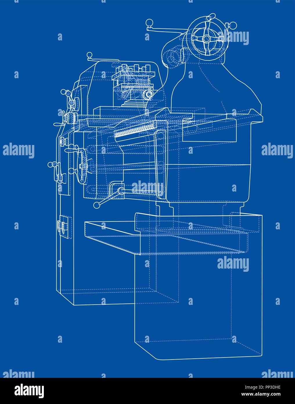 Lathe concept. Vector rendering of 3d Stock Vector