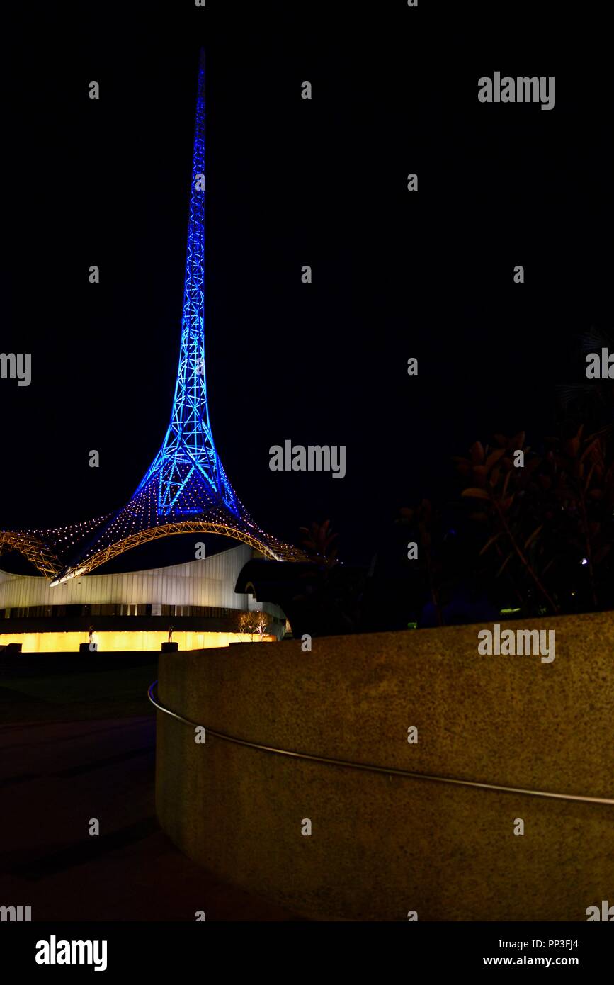 Arts centre melbourne at night, Melbourne VIC, Australia Stock Photo