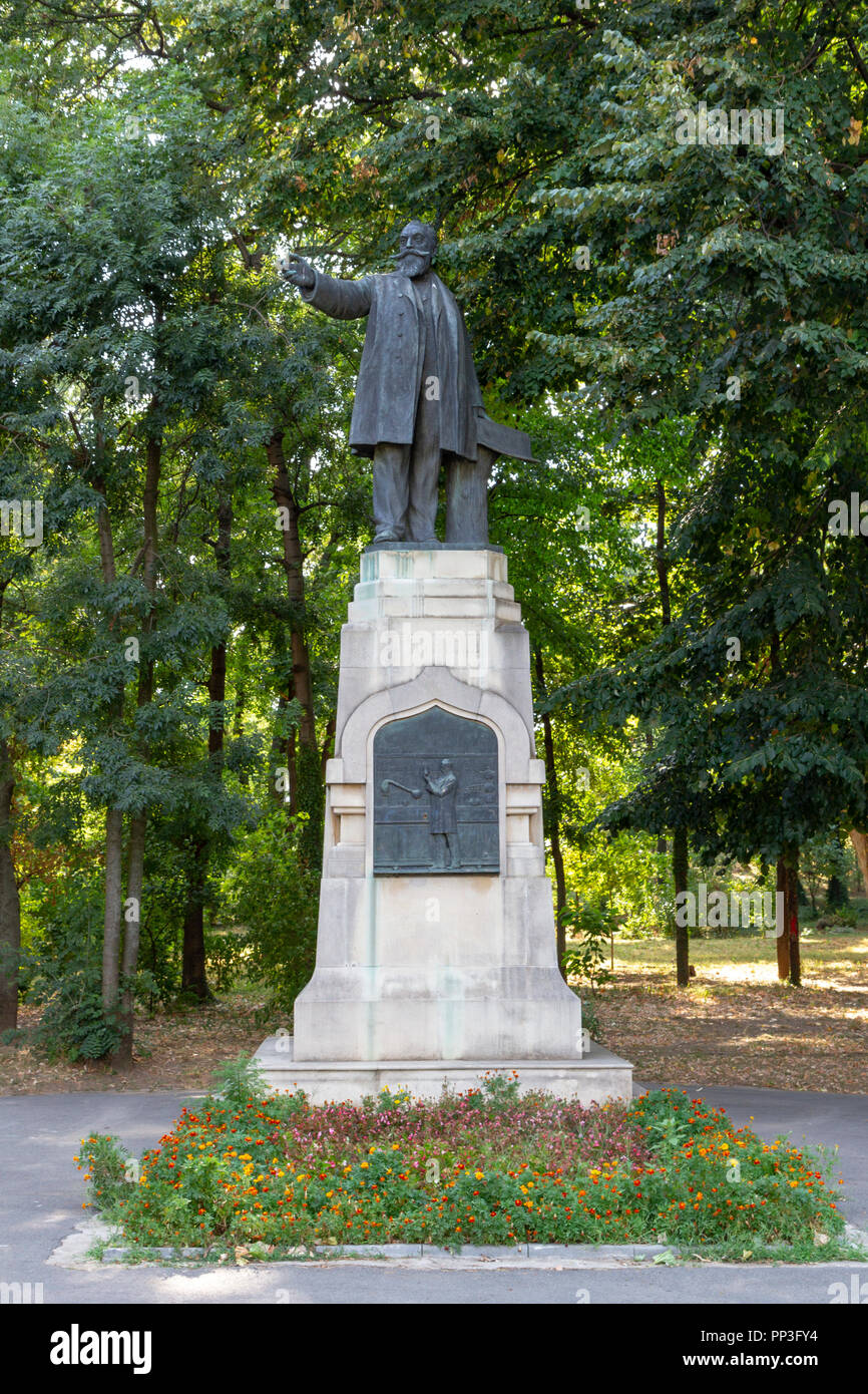 Statue of Dr Constantin I. Istrati in Carol Park, Bucharest, Romania. Stock Photo