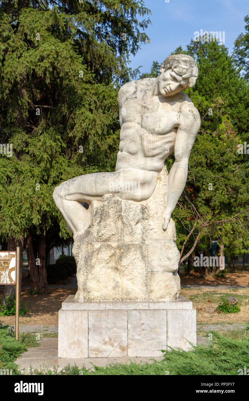 'The Giant' sculpture by Frederic Storck in Carol Park, Bucharest, Romania. Stock Photo