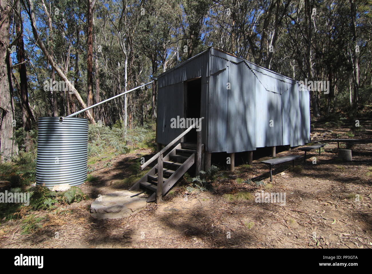 Bendora Hut in Namadgi National Park, ACT, Australia. Used as an emergency shelter for hikers. Stock Photo
