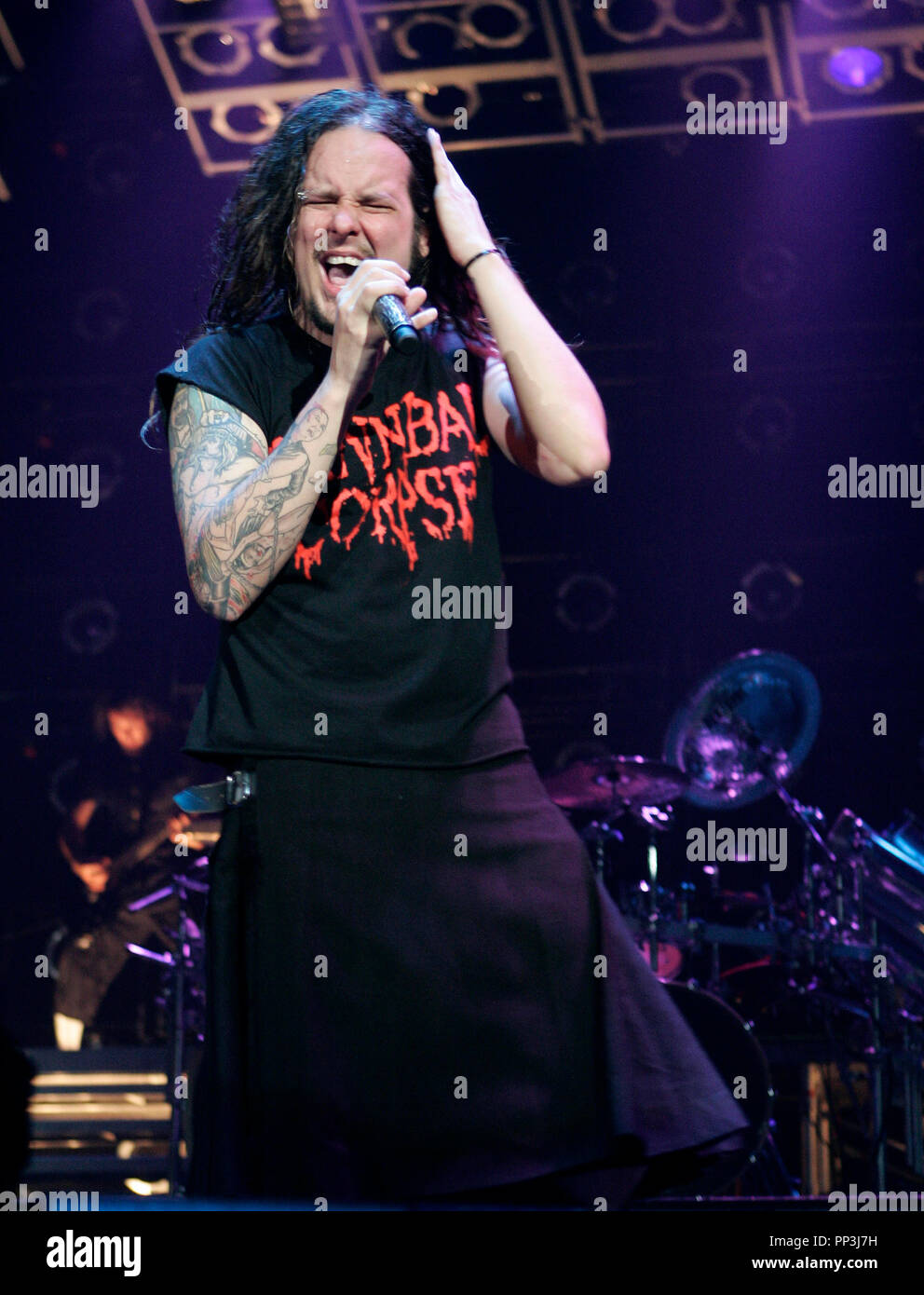 Jonathan Davis with Korn performs in concert at the Sound Advice Amphitheatre in West Palm Beach, Florida on August 14, 2007. Stock Photo