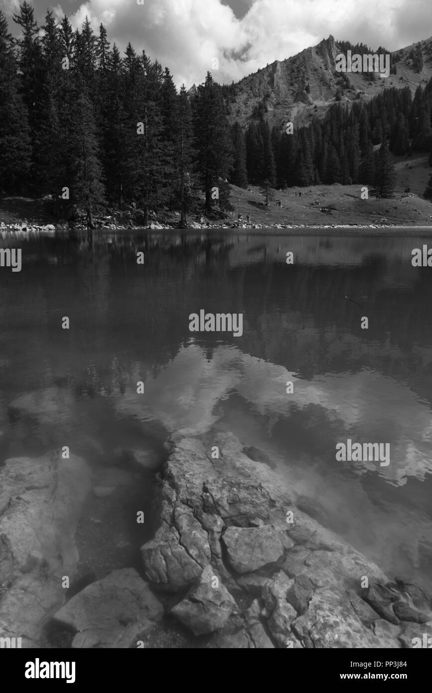 Black lake in mountain Black and White Stock Photos & Images - Alamy