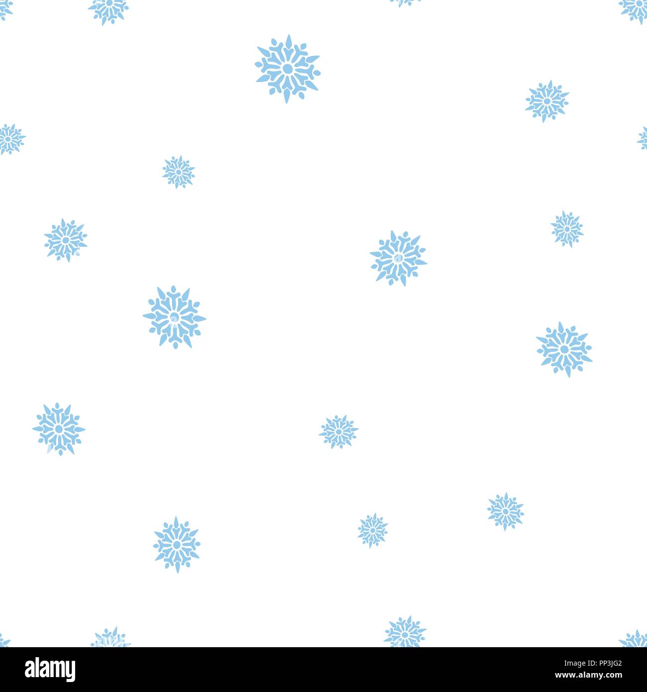 Blue snowflakes seamless pattern. Isolated on a white background ...