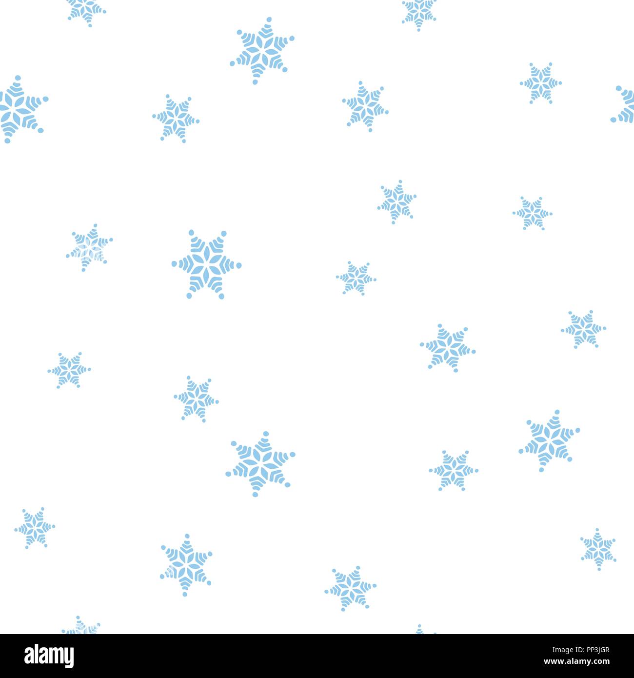 Blue snowflakes seamless pattern. Isolated on a white background ...