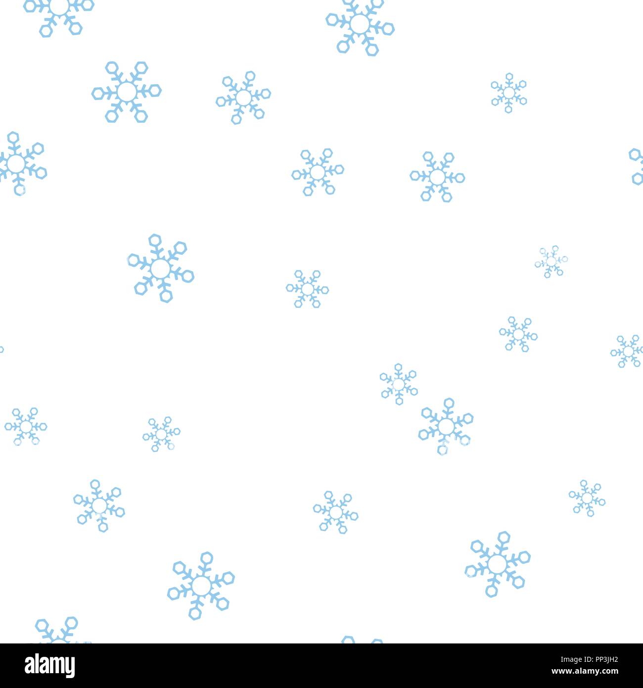 Blue snowflakes seamless pattern. Isolated on a white background. Vector illustration. Stock Vector
