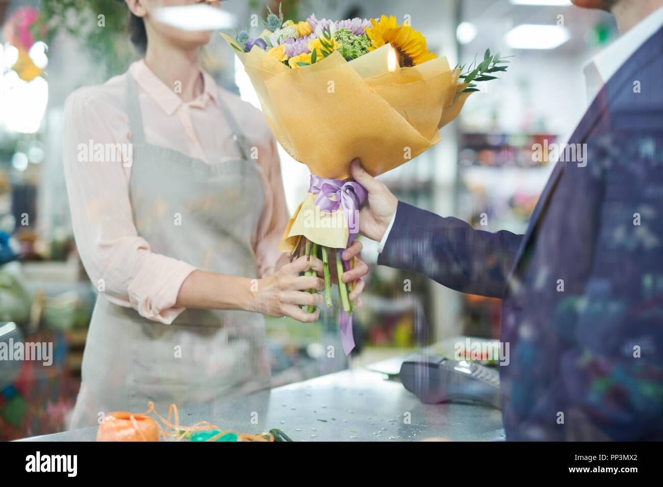 Man Buying Flowers Stock Photo Alamy