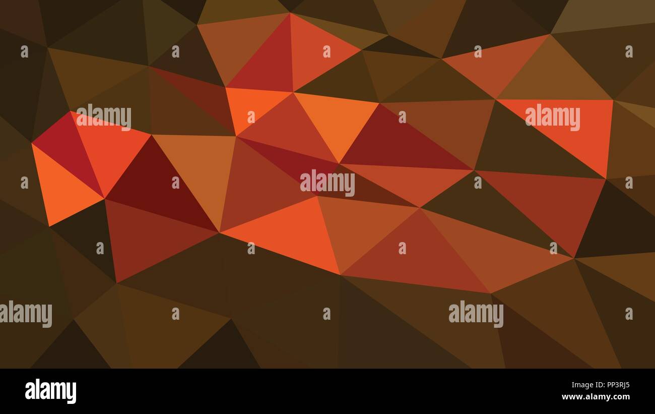 wide abstract vector geometric triangle background - orange and brown ...