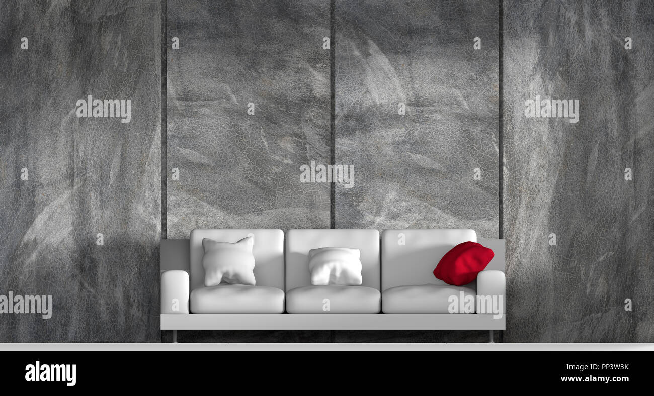 3d concrete wall and white sofa background Stock Photo