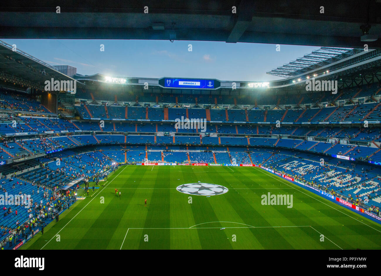 Panoramic Santiago Bernabeu Football Stadium At Night Stock Photo -  Download Image Now - iStock