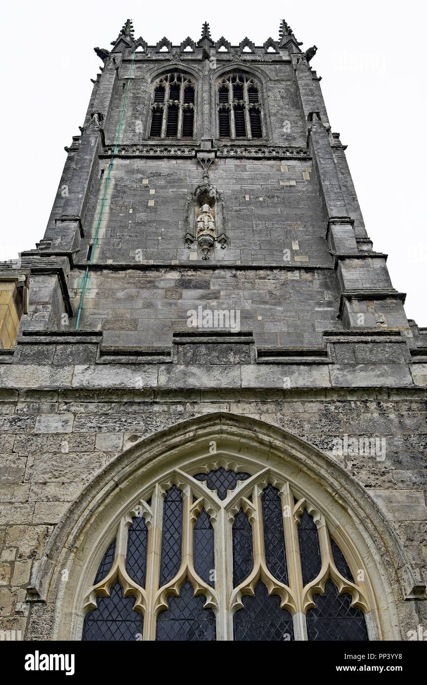 Taken on an overcast day, to capture the ancient plain architecture of St Mary's Church, in Tickhill, Doncaster. Stock Photo