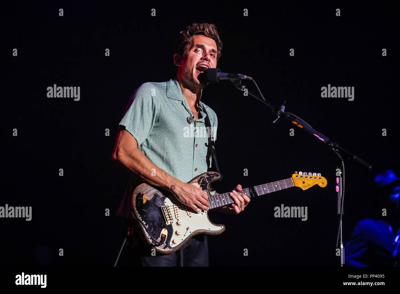 Music Artist JOHN MAYER performs in North Carolina as part of his 2017 Tour.   John Clayton Mayer is an American singer-songwriter, guitarist, and record producer. Stock Photo