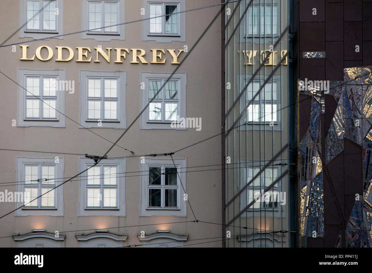 A logo sign outside of a the Lodenfrey department store in Munich, Germany,  on August 27, 2018 Stock Photo - Alamy